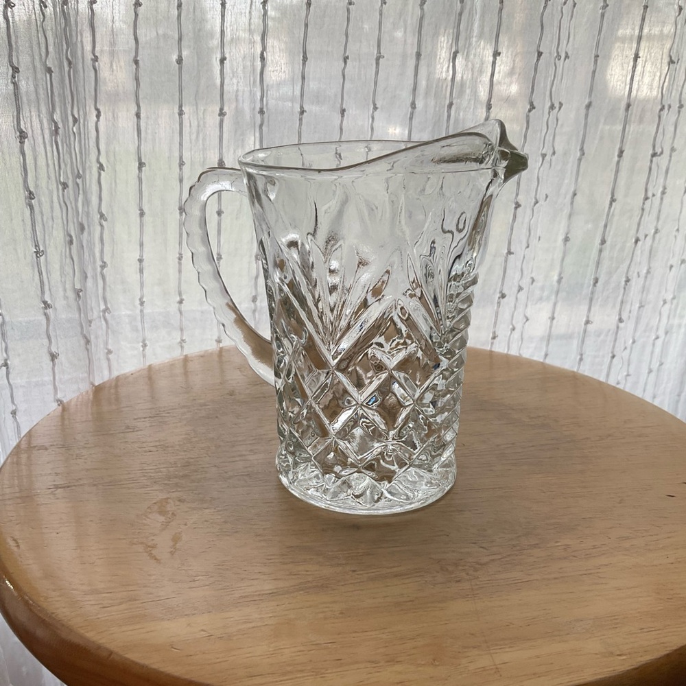 Vintage Anchor Hocking Pineapple Pattern Clear Glass Creamer Pitcher